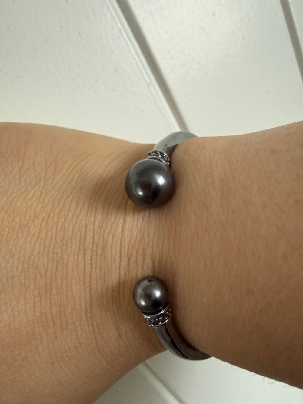 Simply Vera Vera Wang Hematite-Tone Pearl Cuff Bracelet